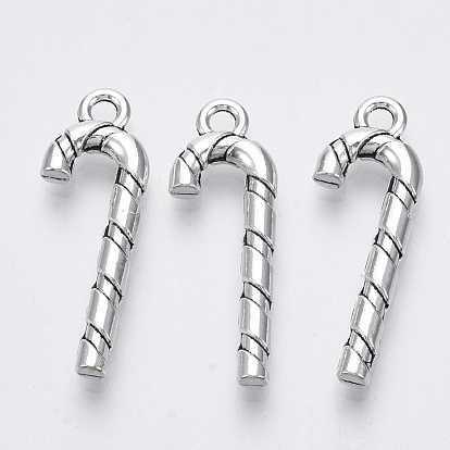 Tibetan Style Alloy Pendants, Lead Free & Cadmium Free, for Christmas, Christmas Candy Cane