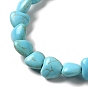 Brins de perles synthétiques teintes en turquoise, cœur