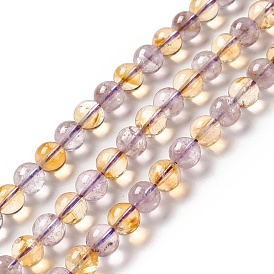 Natural Amethyst and Natural Citrine Beads Strands, Grade AB, Round
