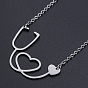 201 Stainless Steel Pendant Necklaces, with Cable Chains and Lobster Claw Clasps, Stethoscope