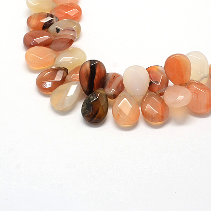 Faceted Teardrop Dyed Natural Agate Bead Strands
