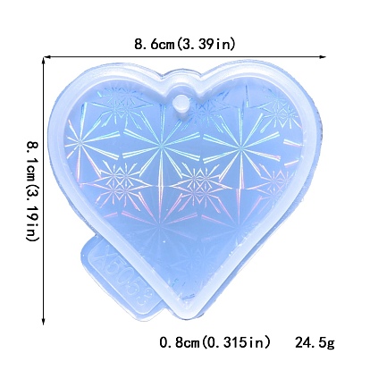 Moldes de silicona de calidad alimentaria con colgante de corazón con efecto holográfico láser diy, moldes de resina, para resina uv, fabricación de joyas de resina epoxi, tema del día de San Valentín