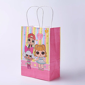 Kraftpapiersäcke, mit Griffen, Geschenk-Taschen, Einkaufstüten, Rechteck, Mädchen Muster
