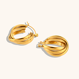 Stylish and Simple 18K Gold Plated Spiral Hoop Earrings for Women
