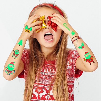 Рождественский тематический узор светящиеся татуировки боди-арт, съемные поддельные временные татуировки наклейки бумаги