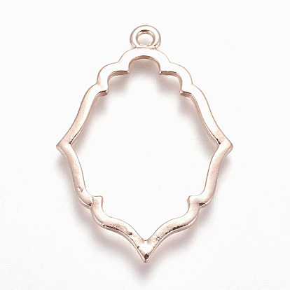 Rack Plating Alloy Open Back Bezel Pendants, For DIY UV Resin, Epoxy Resin, Pressed Flower Jewelry, Cadmium Free & Nickel Free & Lead Free, Flower