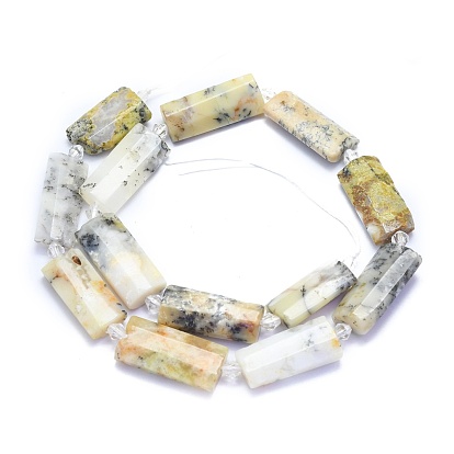 Natural White African Opal Beads Strands, Rectangle, Faceted
