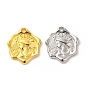 Rack Plating Alloy Pendants, Cadmium Free & Lead Free, Flower Charms with Man pattern
