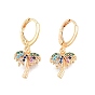 Colorful Cubic Zirconia Coconut Tree Dangle Leverback Earrings, Brass Jewelry for Women, Cadmium Free & Nickel Free & Lead Free