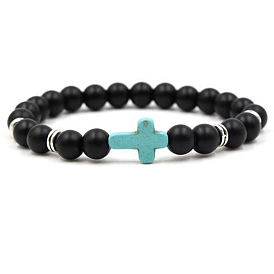 Synthetic Turquoise Cross Stretch Bracelet