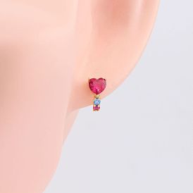 925 Silver Heart-shaped Ruby Earrings - Fashionable and Elegant Jewelry