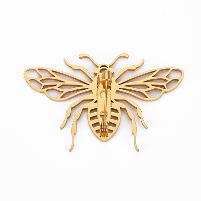 Bee Brooch, 201 Stainless Steel Insect Lapel Pin for Backpack Clothes, Nickel Free & Lead Free