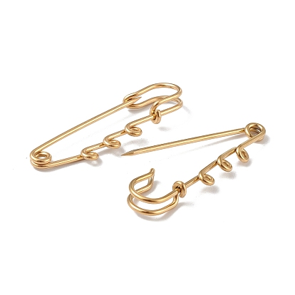 304 Stainless Steel Safety Pins Brooch Findings, Kilt Pins with Triple Loops for Lapel Pin Making