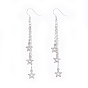 Brass Tassel Dangle Earrings, with 201 Stainless Steel Charms, Star