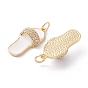 Brass Micro Pave Clear Cubic Zirconia Pendants, with Enamel & Jump Ring, Long-Lasting Plated, Slipper, Real 18K Gold Plated