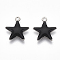 201 Stainless Steel Enamel Charms, Star, Stainless Steel Color