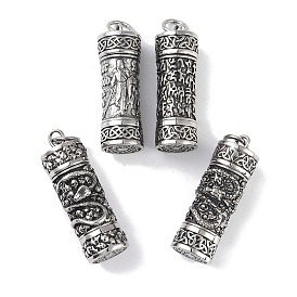 Openable 316 Surgical Stainless Steel Urn Ashes Pendants, with Jump Ring, Column Charm, Antique Silver