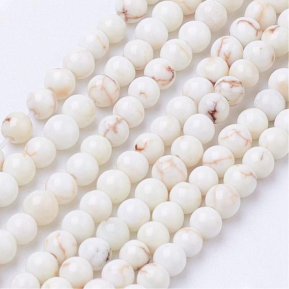 Natural Magnesite Bead Strands, Dyed, Round