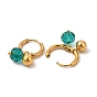 Boucles d'oreilles créoles pendantes avec breloques en perles de verre, 304 bijoux en acier inoxydable pour femmes