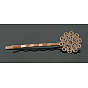 Brass Hair Bobby Pin Findings, with Flower Tray