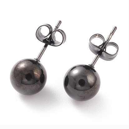 304 Stainless Steel Stud Earring Findings, with Loops