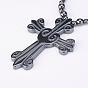 Non-Magnetic Synthetic Hematite Pendant Necklaces, with Magnetic Clasps, Cross