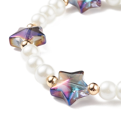 Bracelet extensible en perles de verre et perles d'étoiles pour femme