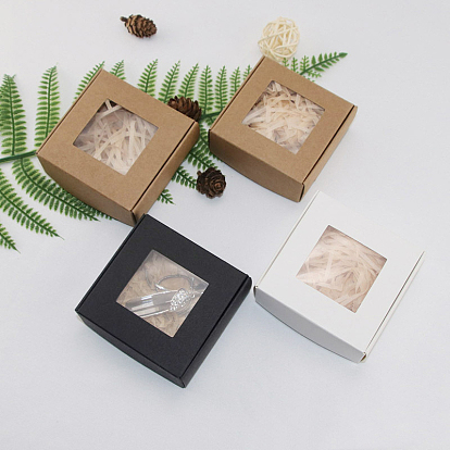 Boîtes en papier carrées avec fenêtre transparente, pour emballage de savon