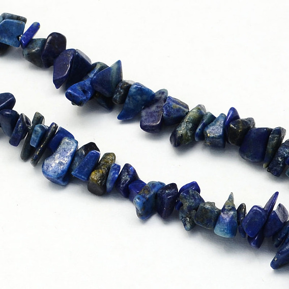 Lapis-lazuli naturelles brins pierre de perles, puce, longueur d'environ 3~9 mm ,  largeur de 3~6 mm, épaisseur de 1~4mm, Trou: 1mm, Environ 350 pcs/chapelet, 34.6 pouce