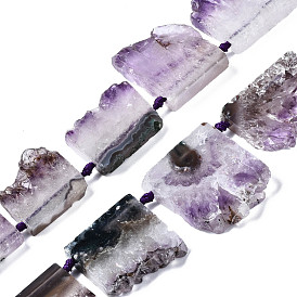 Natural Druzy Amethyst Beads Strands, Rectangle