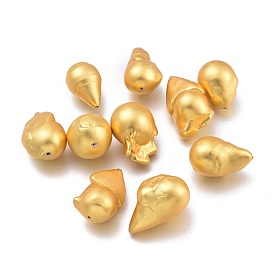 Perles de culture d'eau douce de perles baroques naturelles, plaqué or, nuggets