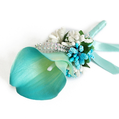 PU Leather Imitation Flower Corsage Boutonniere, for Men or Bridegroom, Groomsmen, Wedding, Party Decorations