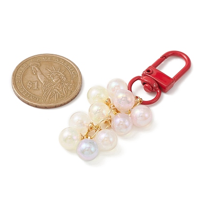 Placage de porte-clés pendentif en perles acryliques, avec fermoirs à mousquetons pivotants en alliage