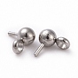 304 Stainless Steel Ball Stud Earring Post, with 201 Stainless Steel Horizontal Loops and 316 Surgical Stainless Steel Pins