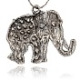 Tibetan Style Alloy Rhinestone Big Pendants, Cadmium Free & Lead Free, Elephant, Antique Silver