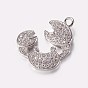 Long-Lasting Plated Brass Micro Pave Cubic Zirconia Pendants, Crab