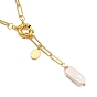 Natural Baroque Pearl Keshi Pearl Lariat Necklaces, with Brass Paperclip Chains and Spring Ring Clasps, Oval