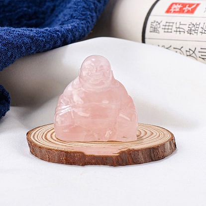 Natural & Synthetic Gemstone Carved Healing Buddha Figurines, Reiki Energy Stone Display Decorations