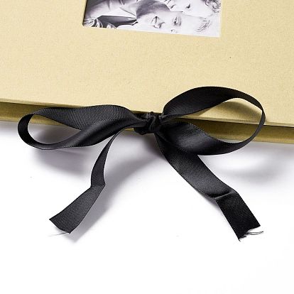 8 Inch Cardboard DIY Photo Album Scrapbooking Memory Book, 60 Black Pages Handmade Pasted Photo Album, with Window and Ribbon