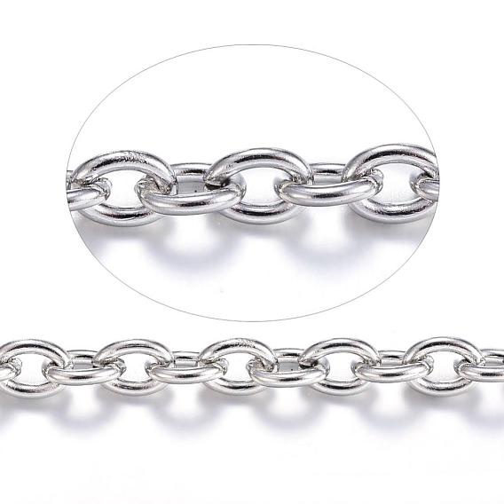 304 chaînes de câbles en acier inoxydable, non soudée, avec bobine, ovale, pour la fabrication de bijoux