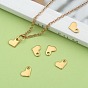 Ion Plating(IP) 304 Stainless Steel Heart Charms, Chain Extender Teardrop, 8.5x6.5x1mm, Hole: 1.5mm