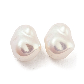 ABS Plastic Imitation Pearl Bead, Half Drilled, Oval