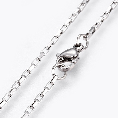 304 colliers de chaîne de boîte en acier inoxydable, avec 304 perles et fermoir en acier inoxydable