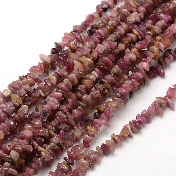 Naturels rouges perles de tourmaline brins, puces, 6~10x4~6x3~5mm, Trou: 1mm, environ 15~16 pouce