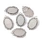 Oval Tibetan Style Brooch Cabochon Settings, with Iron Back Bar Pins, Cadmium Free & Lead Free, Tray: 30x20mm, 44x28x7mm