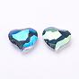 Electorplated Glass Beads, Rainbow Plated, Faceted, Heart, 28x24x12mm, Hole: 2mm
