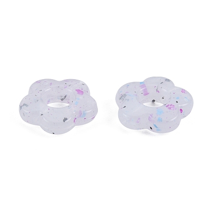 Marbled Stone Style Opaque Acrylic Beads, Flower
