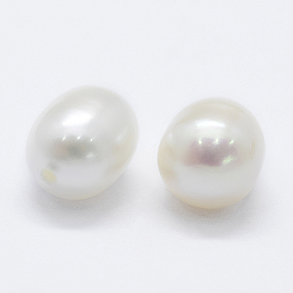 Natural Cultured Freshwater Pearl Beads, Half Drilled, Potato