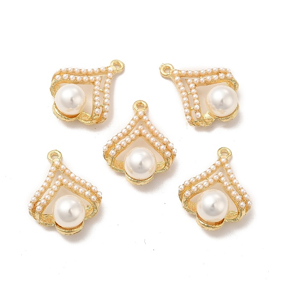 Colgantes de perlas de imitación de plástico abs, con fornituras de aleación, encanto del ventilador