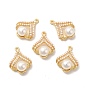 Colgantes de perlas de imitación de plástico abs, con fornituras de aleación, encanto del ventilador
